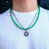 White Heart Beads Necklace & Bracelet(Green) - May club